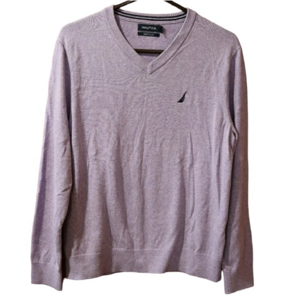Nautica Navtech Lavender V Neck Pullover Sweater Medium - Picture 1 of 12